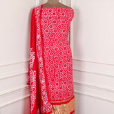 Muslin Cotton Red Unstitched Suit
